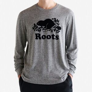 ROOTS ORGANIC COOPER BEAVER LONG SLEEVE T-SHIRT— L